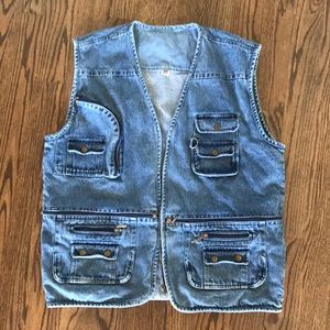 Vintage fly fisherman’s denim vest, size XXL